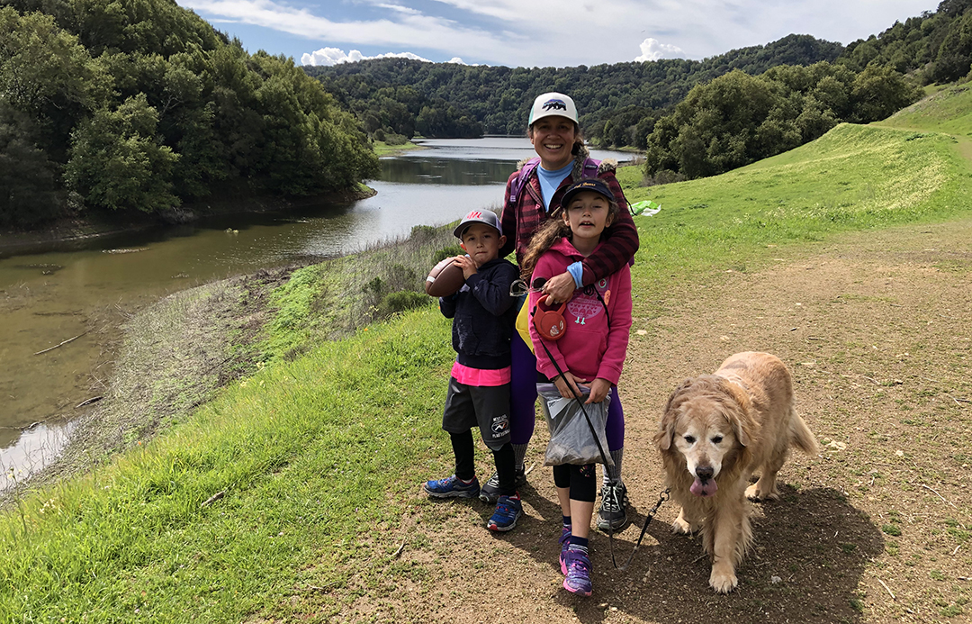 Family on a hiking trail