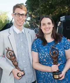 Emerging Leader Award Winners Jerome Bouquet, PhD and Lisa Blum, PhD, at LymeAid 2014